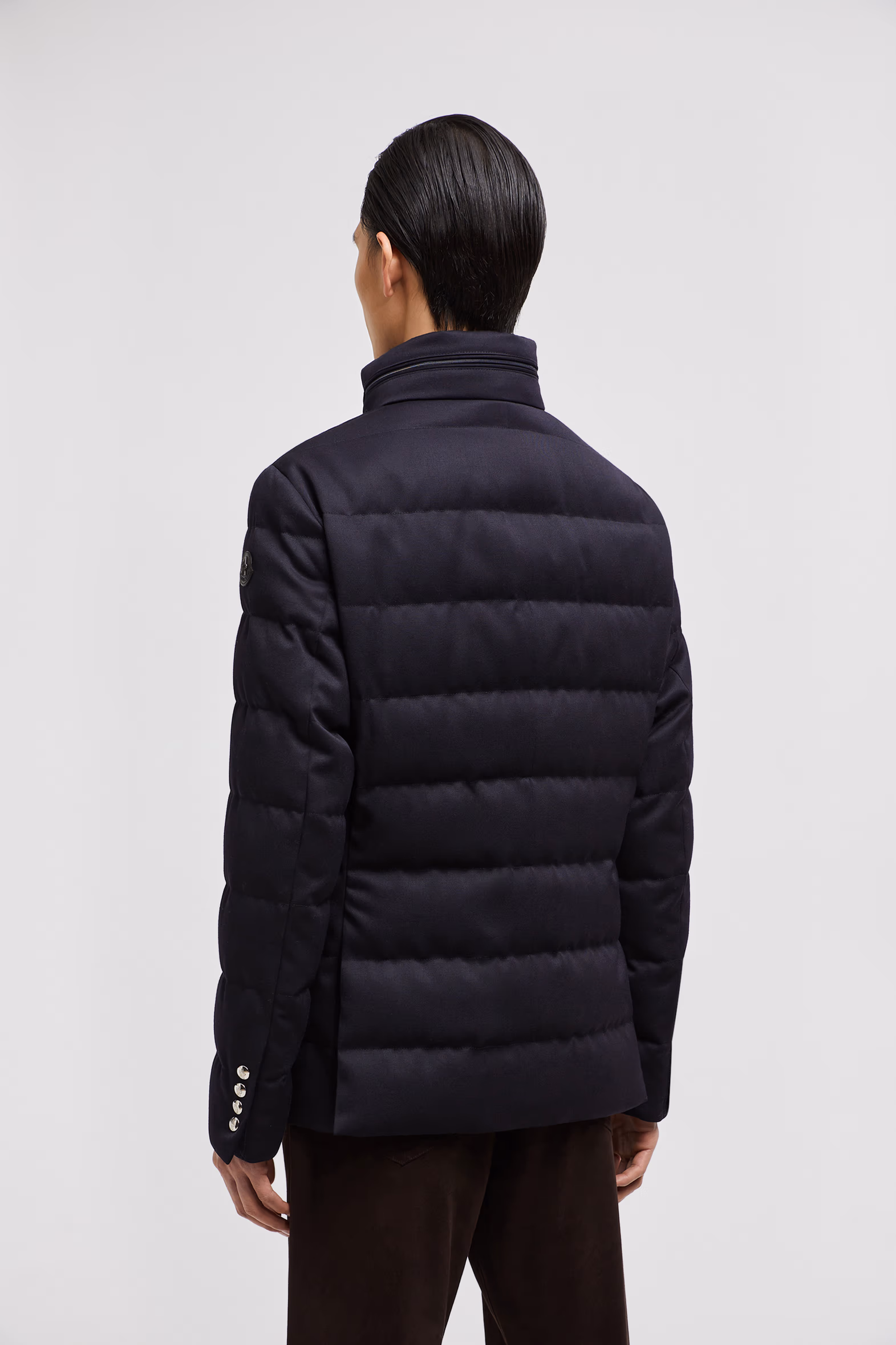 Bess Hooded Wool Short Down Jacket Men Navy Blue Moncler 5